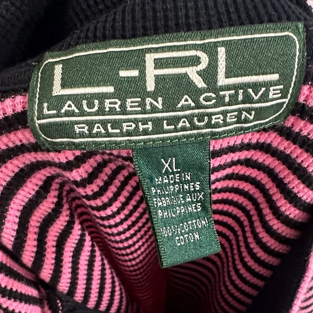 Lauren active Ralph Lauren Chic Striped Black and Pink Women's Sweatshirt - Picture 8 of 10